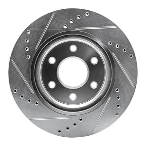 Nissan Xterra Brake Rotor (1) - Front Right - R1 Concepts - Drilled & Slotted - Silver - `05-`25